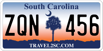 SC license plate ZQN456