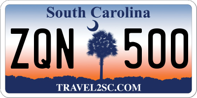 SC license plate ZQN500