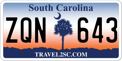 SC license plate ZQN643