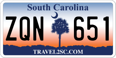SC license plate ZQN651