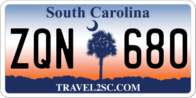 SC license plate ZQN680