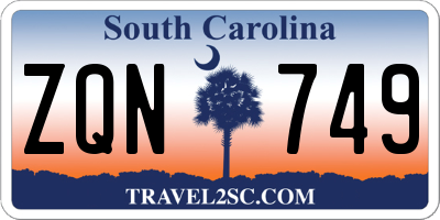 SC license plate ZQN749