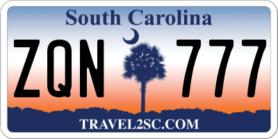 SC license plate ZQN777