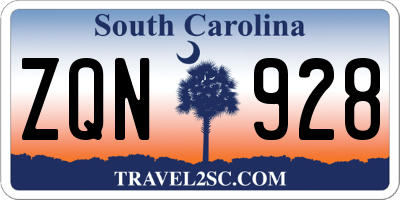 SC license plate ZQN928