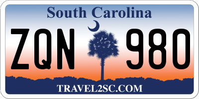 SC license plate ZQN980