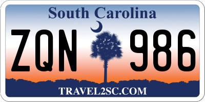 SC license plate ZQN986