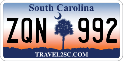 SC license plate ZQN992