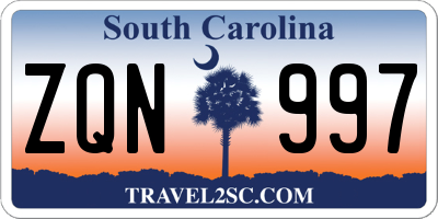SC license plate ZQN997