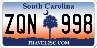 SC license plate ZQN998
