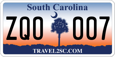 SC license plate ZQO007