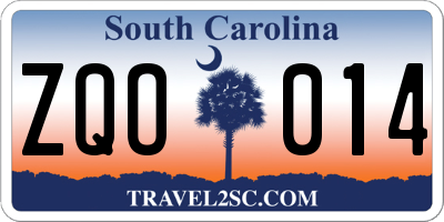 SC license plate ZQO014