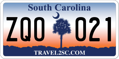 SC license plate ZQO021