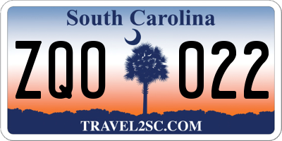 SC license plate ZQO022