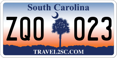 SC license plate ZQO023