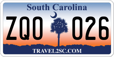 SC license plate ZQO026