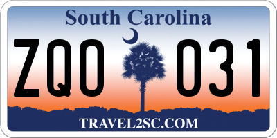 SC license plate ZQO031
