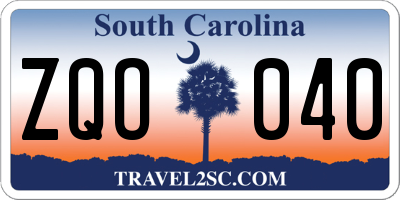 SC license plate ZQO040