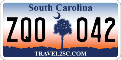 SC license plate ZQO042