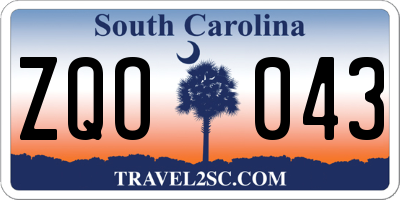 SC license plate ZQO043