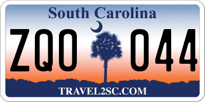 SC license plate ZQO044