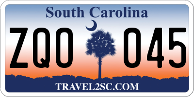 SC license plate ZQO045
