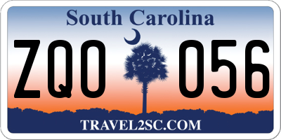 SC license plate ZQO056