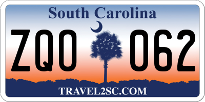 SC license plate ZQO062