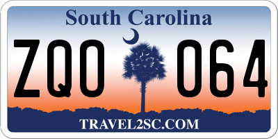 SC license plate ZQO064