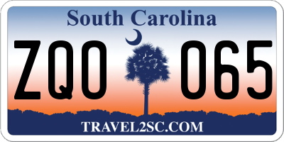 SC license plate ZQO065