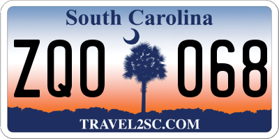 SC license plate ZQO068