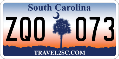 SC license plate ZQO073