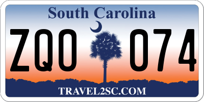 SC license plate ZQO074