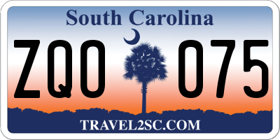 SC license plate ZQO075
