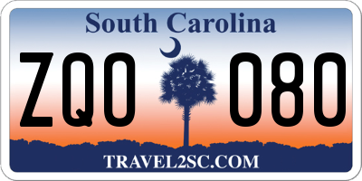 SC license plate ZQO080