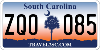 SC license plate ZQO085