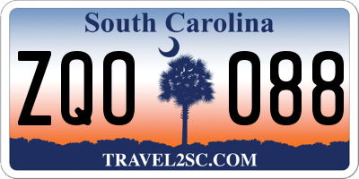 SC license plate ZQO088