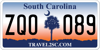 SC license plate ZQO089