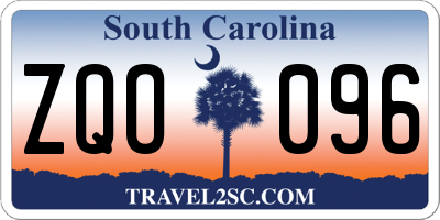 SC license plate ZQO096