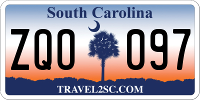 SC license plate ZQO097