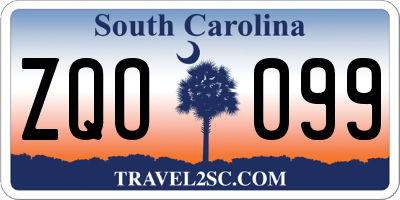 SC license plate ZQO099