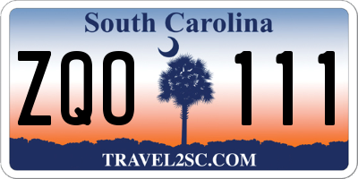 SC license plate ZQO111