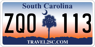 SC license plate ZQO113