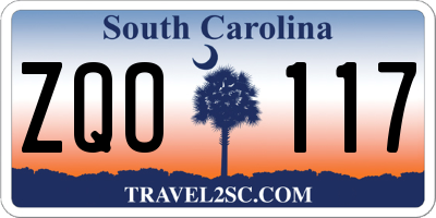 SC license plate ZQO117