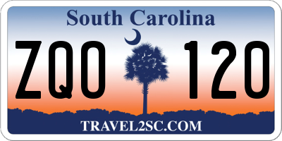 SC license plate ZQO120