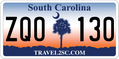 SC license plate ZQO130