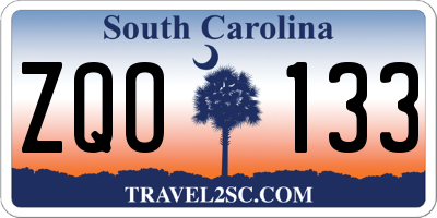SC license plate ZQO133