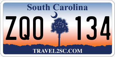 SC license plate ZQO134