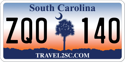 SC license plate ZQO140