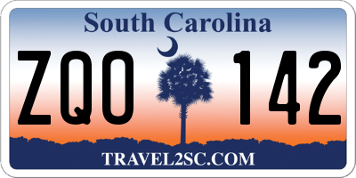 SC license plate ZQO142