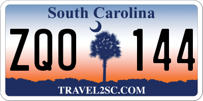 SC license plate ZQO144